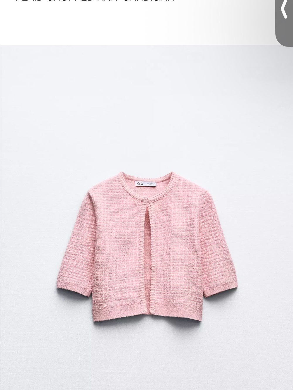 Zara Pink Plaid Short Cardigan